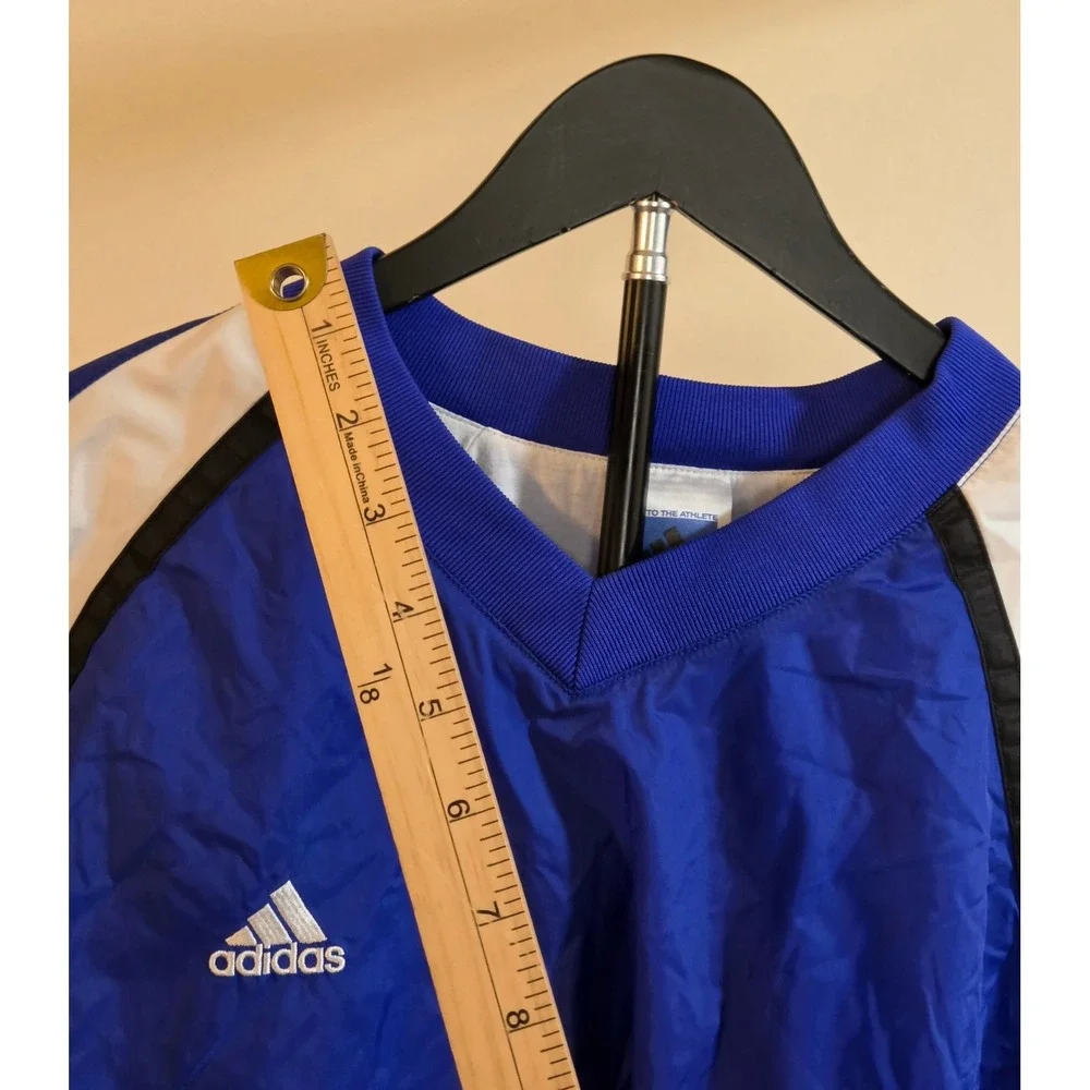Vintage Adidas V-Neck Nylon Pullover Windbreaker Mens Size Medium Blue